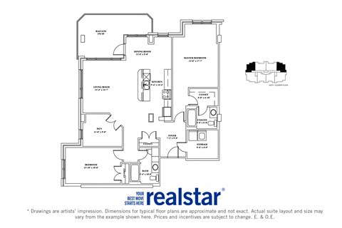 The Cliffs at Dellridge 2-bedroom, 2-baths layout variation C in Bedford, NS